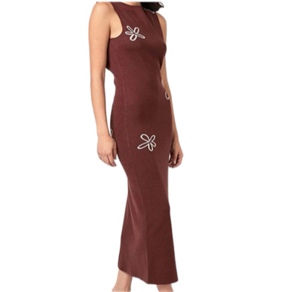MOD REF ALIA MAXI‎ DRESS BROWN SIZE MEDIUM NWT